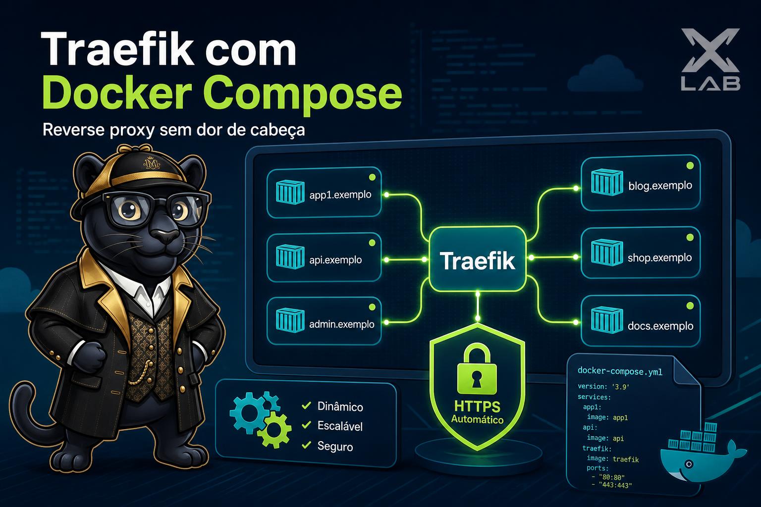 Traefik com Docker Compose: reverse proxy sem dor de cabeça